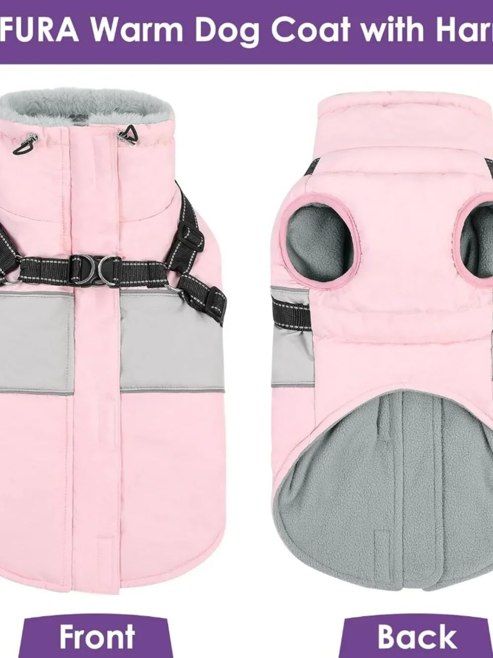 Dog Coat, XXXL Dog Jacket Winter with Harness Built in,